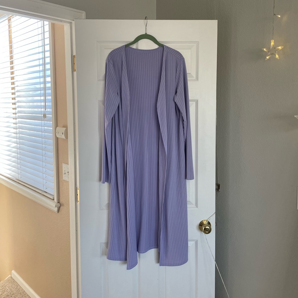 SHEIN Purple Ribbed Wrap / Housecoat